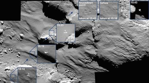 The series of photos were captured by the Rosetta satellite's narrow-angle camera