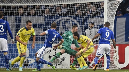 John Terry (second from left) wheels away in delight having scored Chelsea's opener in the second minute