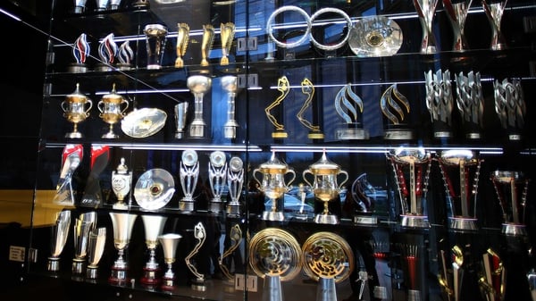 The trophy cabinet at the Red Bull Racing Factory pictured a few days ago