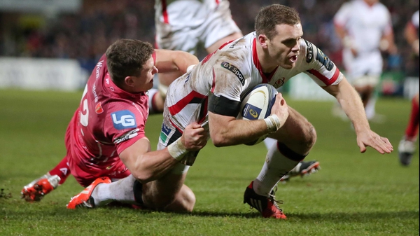 Darren Cave scored Ulste's opening try in their Champions Cup win over Scarlets