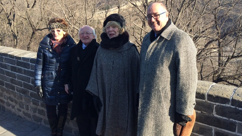President Michael D Higgins visited the Great Wall at the start of his trip