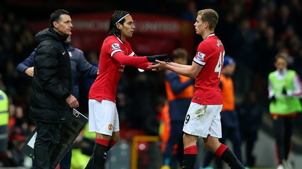 Radamel Falcao comes on as a sub against Stoke City. Louis van Gaal said he would have to be happy with this role