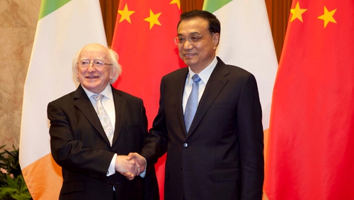 President Higgins and Li Kegiang met in the Great Hall of the People in Tiananmen Square