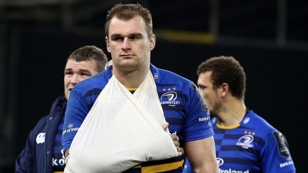 Rhys Ruddock pictured in a sling after the Harlequins game