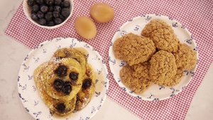Fluffy Blueberry Pancakes with Maple Syrup: Rachel Allen