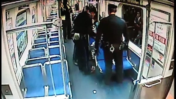Two transit police officers were urgently called to the train as the woman went into labour