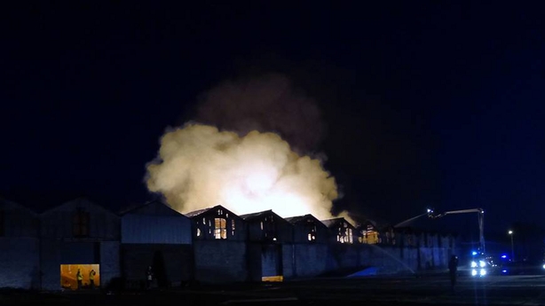 Emergency services battle factory fire in Carlow