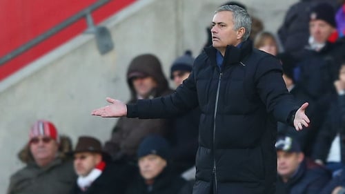 Jose Mourinho shows his frustration during the match between Southampton and Chelsea