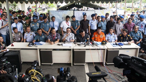 New details about the search for the missing plane are released at a press conference at Juanda Airport in Surabaya