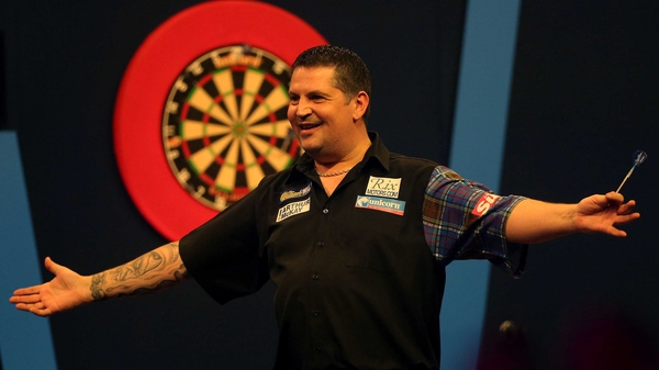 Gary Anderson shows his delight after reaching the Ally Pally decider