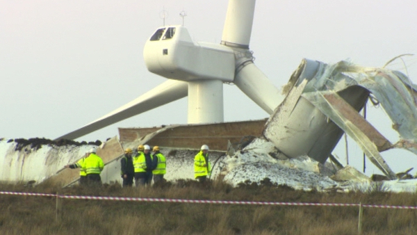 The turbine collapsed on Friday evening and scattered debris over a wide area