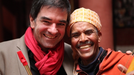 Fiachna Ó Braonáin and Master Gnawa Hassan El Gadiri in Marrakesh