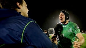 Quinn Roux and Ultan Dillane celebrate after Connacht beat Munster on New Year's Day