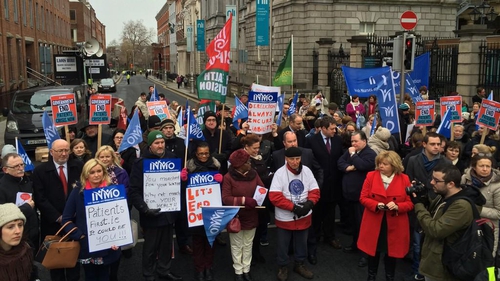 Members of the INMO and SIPTU attended the protest