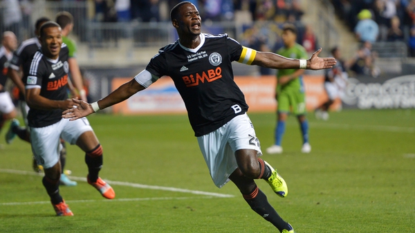 Maurice Edu celebrates a goal for the Philadelphia Union in the US Open Cup final in September