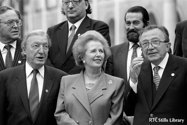Haughey and Thatcher at European Council summit (1990) 