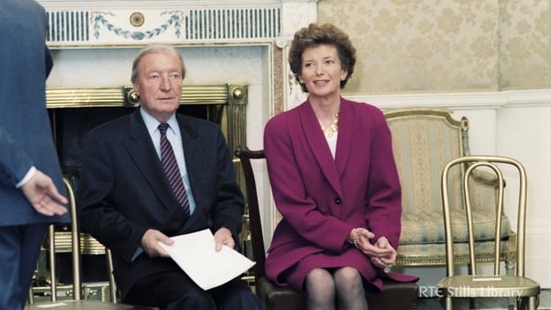 Charles Haughey and Mary Robinson at Áras an Uachtaráin (1991)