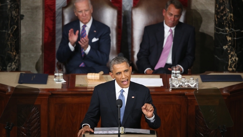 Barack Obama delivers the State of the Union address at the US Capitol in Washington