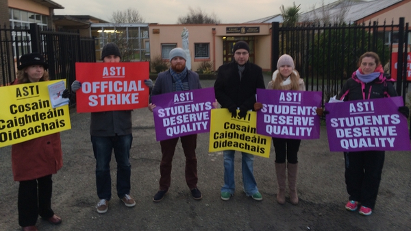 Teachers on strike at St Joseph's Secondary School in Rush, Co Dublin