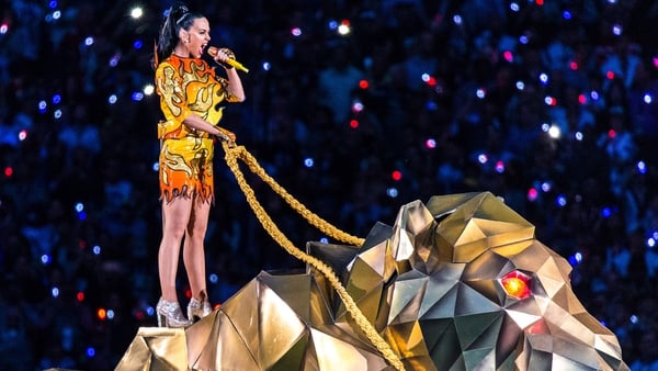 Katy Perry performing at the Super Bowl