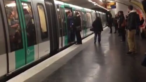 A screengrab from the incident at Richelieu-Drouot station in central Paris