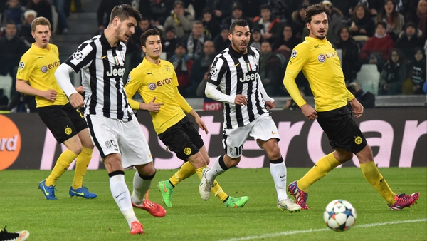 Alvaro Morata scores what proved to the winner for Juventus in Turin