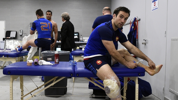 Strapping clear on Morgan Parra's knee after the game against Wales