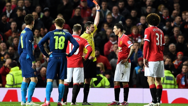 Angel Di Maria sees red after grabbing the ref's shirt