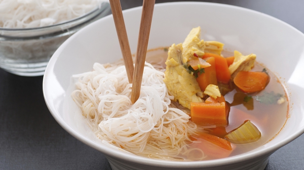 Lina Grautam's Chicken and Vegetable Broth with Rice Noodles