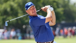 Ernie Els hits a shot on the first hole during the third round of the Arnold Palmer Invitational