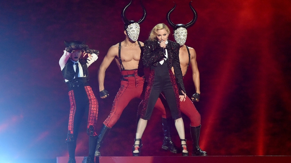 Madonna performing at the Brits