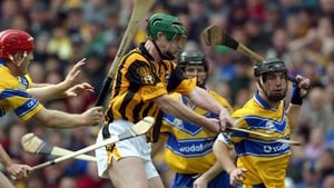 Getting a shot in despite the efforts of the Clare defence during the 2002 All-Ireland final