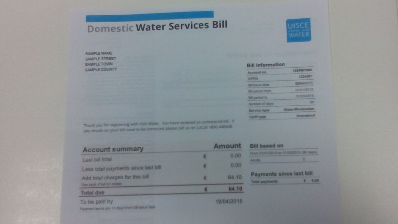 Irish Water says 46 payment rate 'a solid start'