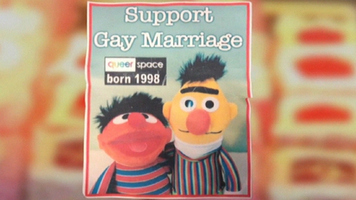Customer wanted a cake with Bert and Ernie and the slogan 'Support Gay Marriage'