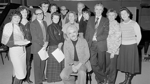 Author Lee Dunne (centre) with the cast of 'Harbour Hotel', a a long-running radio soap which was broadcast at lunchtimes on RTÉ Radio.