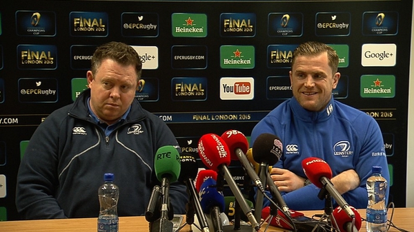Matt O'Connor and captain Jamie Heaslip at the Leinster press conference in Dublin