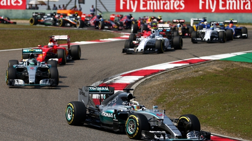 Lewis Hamilton leading the participants at the Shanghai Circuit