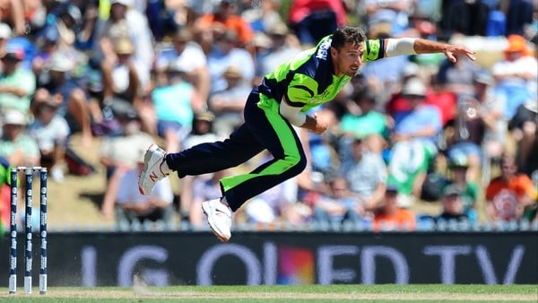 Max Sorensen bowls against the West Indies at the Saxton Oval, New Zealand