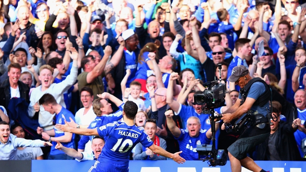 Eden Hazard celebrates scoring the winning goal