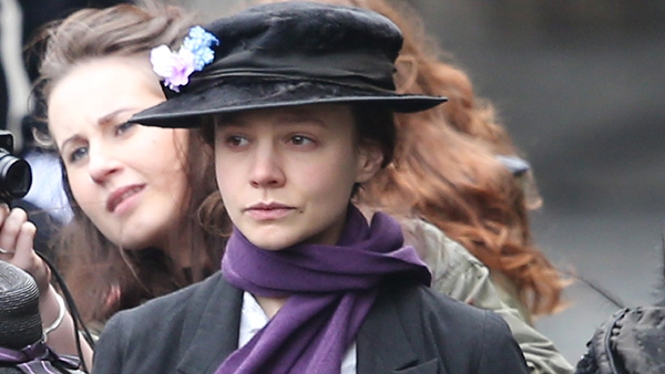 Carey Mulligan filming Suffragette at The Houses of Parliament in London