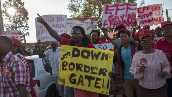 Anti-xenophobia protesters hold a rally in Johannesburg's Alexandra township
