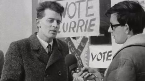 Austin Currie speaking to RTÉ News reporter, Ronnie Turner, on 20 February 1969.