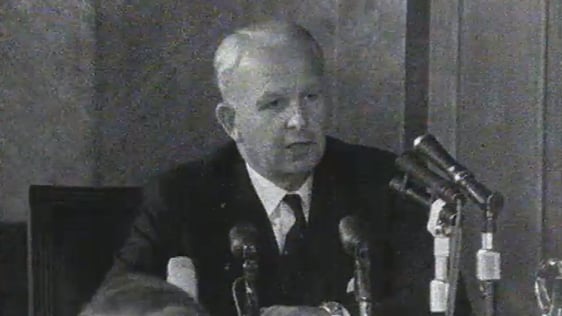 Brian Faulkner speaking at a press conference on 22 August, 1969.