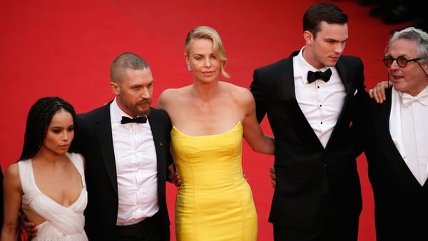 From left: Zoe Kravitz, Tom Hardy, Charlize Theron, Nicholas Hoult, George Miller at the Cannes premiere of Mad Max: Fury Road