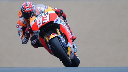 Marc Marquez in action in qualifying at Le Mans
