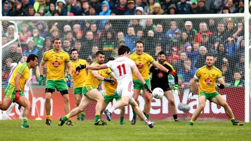 Action from the Donegal v Tyrone preliminary roud clash in Ulster