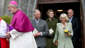 Prince Charles, Camilla and Mary McAleese leave St Columba's Church