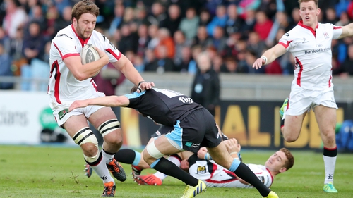Iain Henderson is tackled by Henry Pyrgos