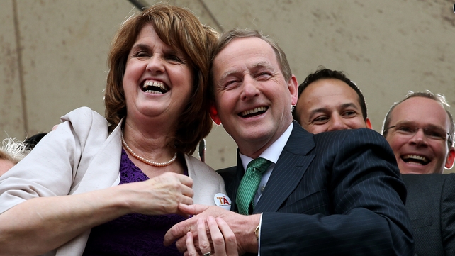 Taoiseach Enda Kenny and Tánaiste Joan Burton after the result of the same-sex marriage referendum was declared