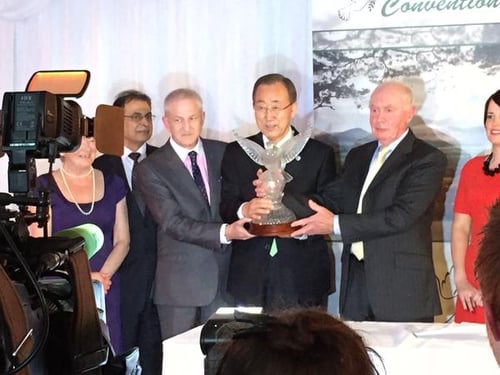 Ban Ki-Moon was speaking after receiving the Tipperary International Peace Award in Co Tipperary this evening